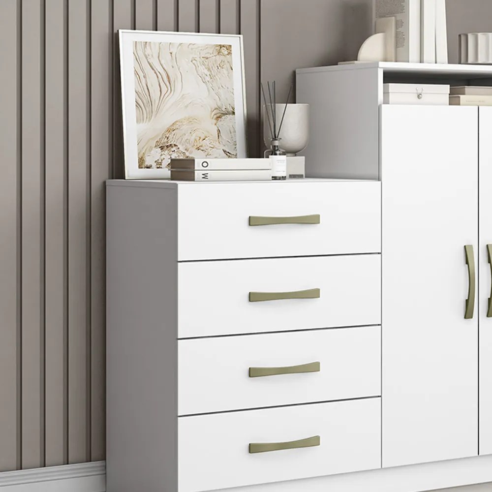 Cômoda Quarto 2 Portas Sapateira 120cm Elára A09 - D'Rossi - Atacama e Branco