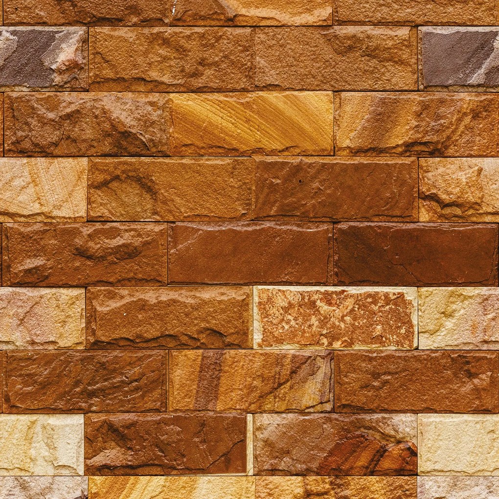 Papel de parede adesivo pedra lajota marrom e amarelo