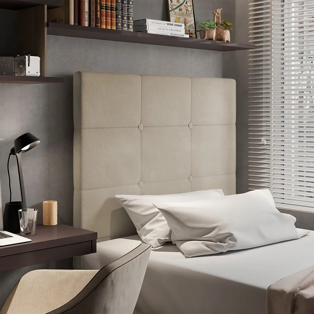 Cabeceira Stambul Para Cama Box Solteiro 90 cm Suede M11 - D'Rossi - Bege