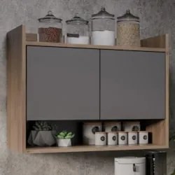 Armário de Cozinha Aéreo 71cm 2 Portas 1 Nicho Ceci Z34 Freijó/Grafite