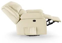 Poltrona do Papai Reclinável Pietra Glider Giratória USB FH9 PU Bege -