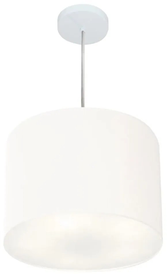 Lustre Pendente Cilíndrico Md-4212 Cúpula em Tecido 40x30cm Branco - Bivolt