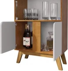 Cristaleira Porta de Vidro 70cm Pés Retrô Madri Naturalle/Off - Bechar