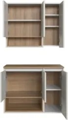 Gabinete Banheiro 80cm 3 Portas e Espelheira Taos Mel/Arenas F10 - Mpo