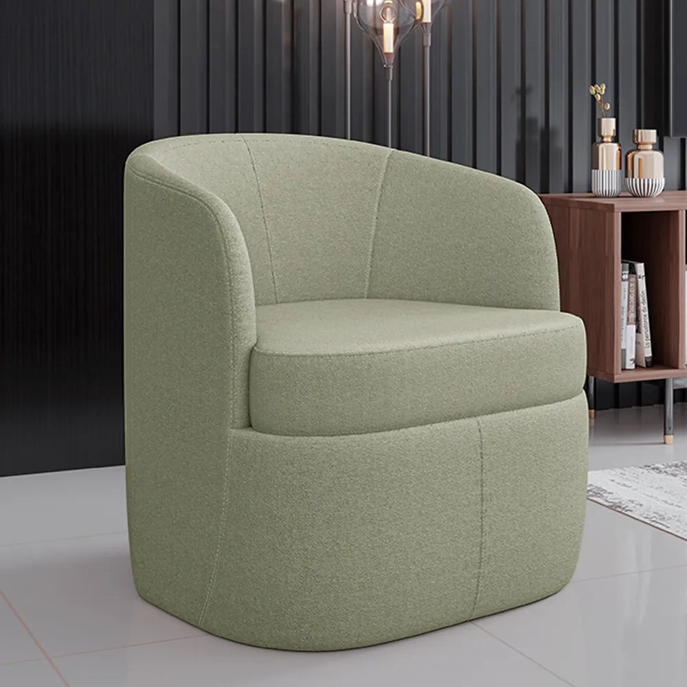 Kit 2 Poltronas Decorativas Design Moderno Bel Sala de Estar Base Giratória Bouclê Verde Oliva G33 - Gran Belo