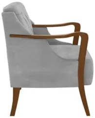 Poltrona Decorativa para Sala de Estar Capitonê Lapa Z32 Veludo Cinza