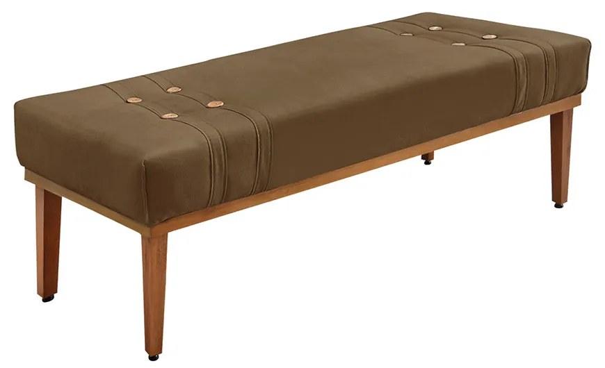 Divã Recamier Banco Base Madeira para Quarto Gênova 90cm Suede S04 - D'Rossi - Caramelo