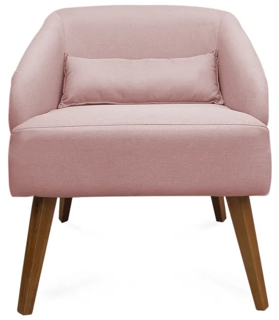 Kit 2 Poltronas Decorativas Lara Pés de Madeira Veludo Rosa - Sheep Estofados - Rosa
