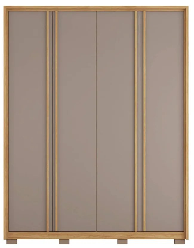 Guarda Roupa Orbit Solteiro com 4 Portas de Bater e 3 Gavetas MDF Buriti/Fendi G11 - Gran Belo