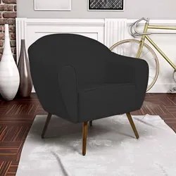 Kit 2 Poltronas Decorativas Nina Pés Palito Madeira D-465 Linho Chumbo