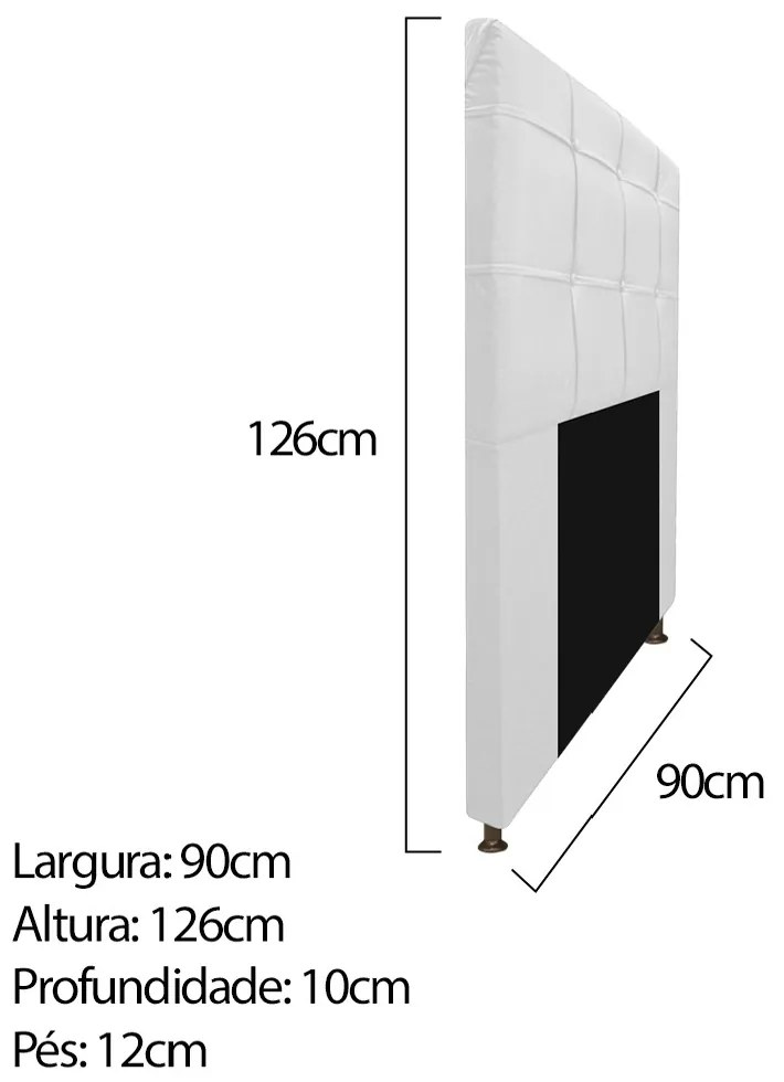 Kit Cabeceira e Calçadeira Baú Estofada Mel 90 cm Solteiro Com Capitonê Corano Branco - ADJ Decor