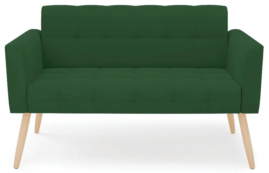 Sofá Namoradeira Elisa Veludo Pés Palito Natural D03 - D'Rossi - Verde