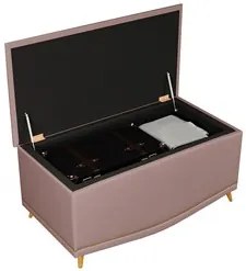 Calçadeira Baú Solteiro 90cm com Tachas Imperial J02 Veludo Rosê - Mpo