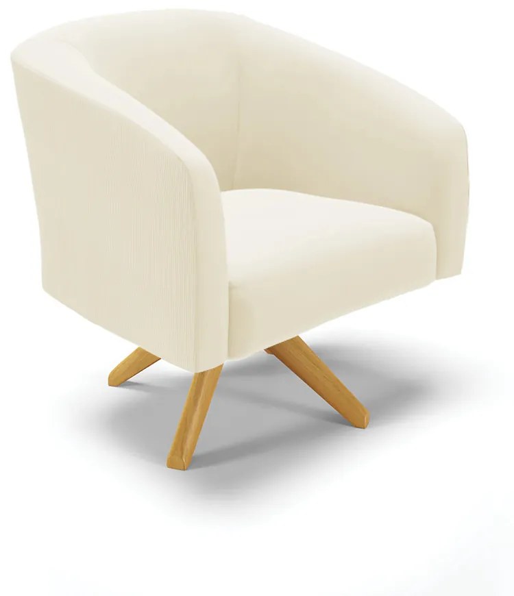 Poltrona Decorativa Giratória MA30 Stella Cotelê Ext/Veludo D03 - D'Rossi - Off White