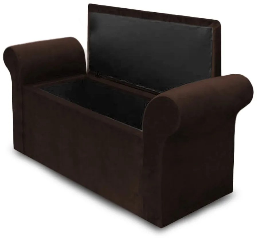 Recamier Calçadeira Baú Miami Suede Marrom Chocolate - Simbal - Marrom