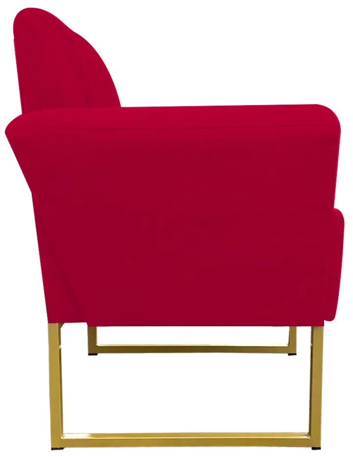 Poltrona Dora Suede Base Metálica Dourado D'Rossi - Vermelho