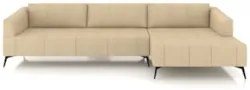 Sofá 4 Lugares 306cm Com Chaise Direito Eko Couro Bege Z55  - Mpozenat