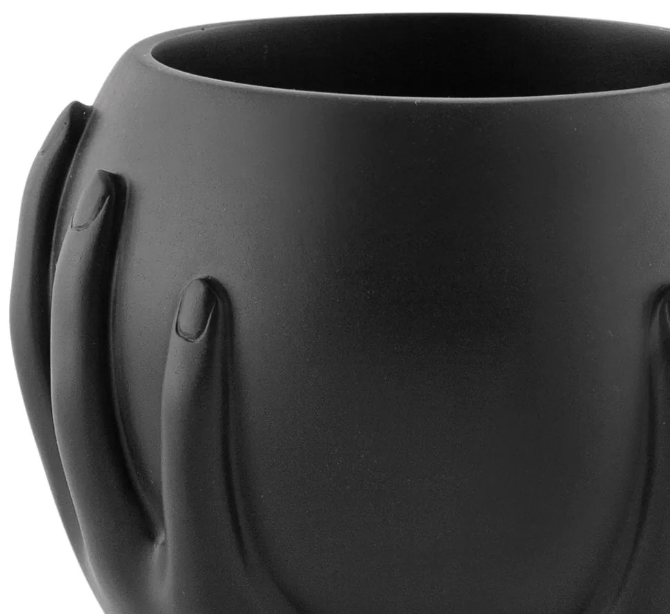 Cachepot "Mão" em Poliresina Preto 13x11 cm - D'Rossi