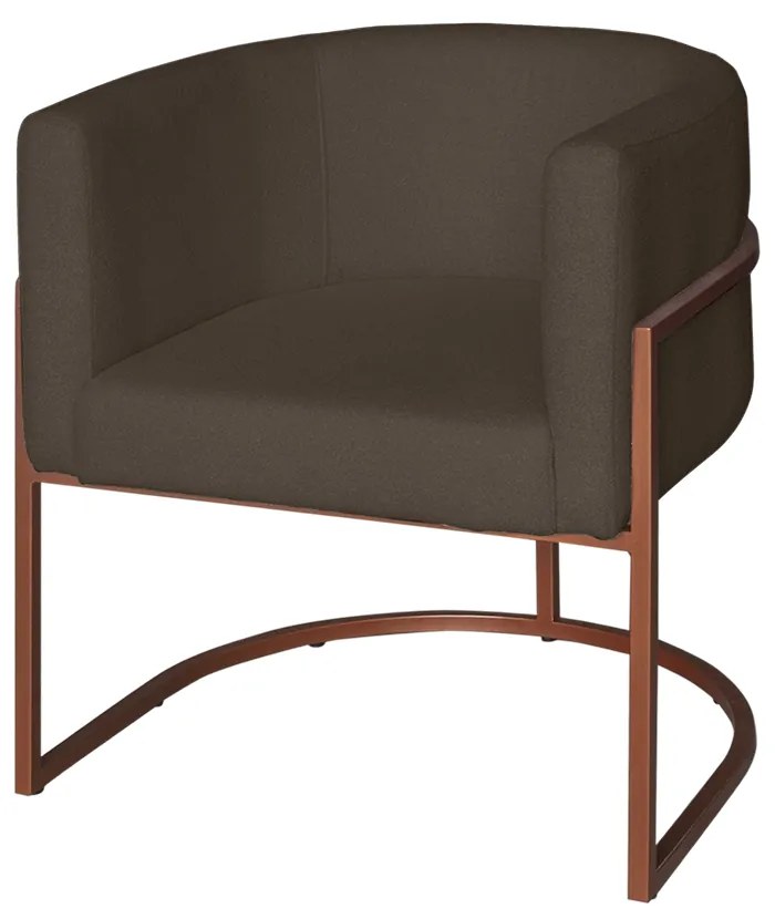 Poltrona Base Industrial Bronze Sala de Estar Lety Veludo - Chocolate