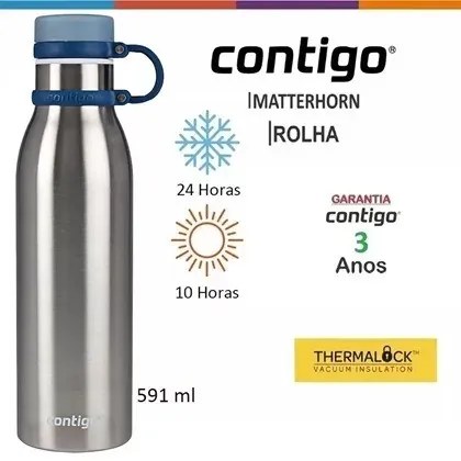 Squeeze Térmico Matterhorn Aço Inox 591ml - Matte Black Contigo