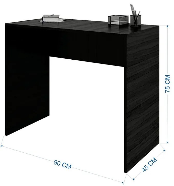 Mesa Escrivaninha Escritório Home Office Organizadora Preta