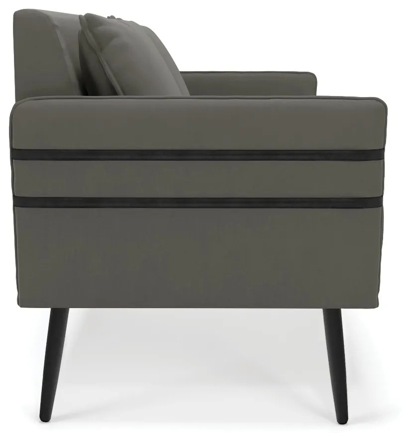 Namoradeira 02 Lugares Mari Suede Pés Palito de Ferro D03 - D'Rossi - Grafite
