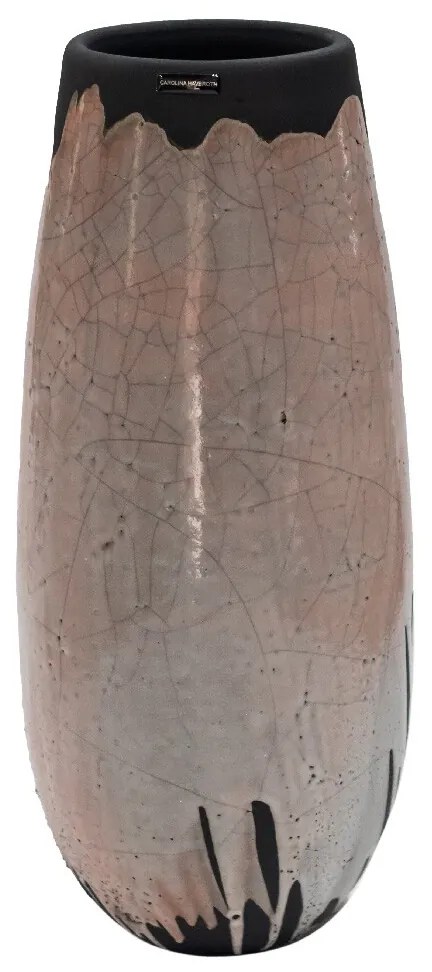 Vaso Aberto decorativo em Cerâmica Carolina Haveroth – Rakú Alto Brilho