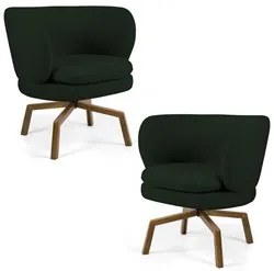 Kit 2 Poltronas Decorativas Melissa Base Ka Giratória Castanho Veludo
