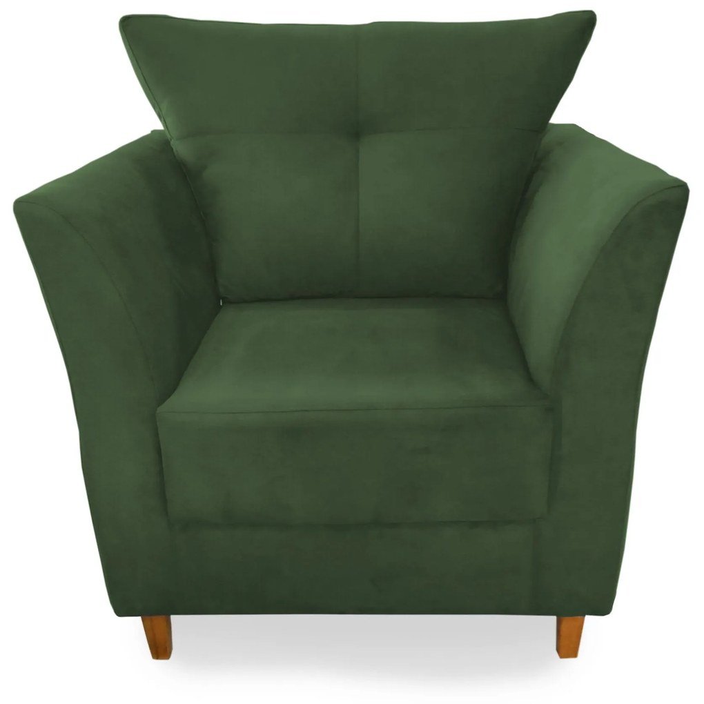 Poltrona Decorativa Isis Pés Madeira Suede Verde - Sheep Estofados