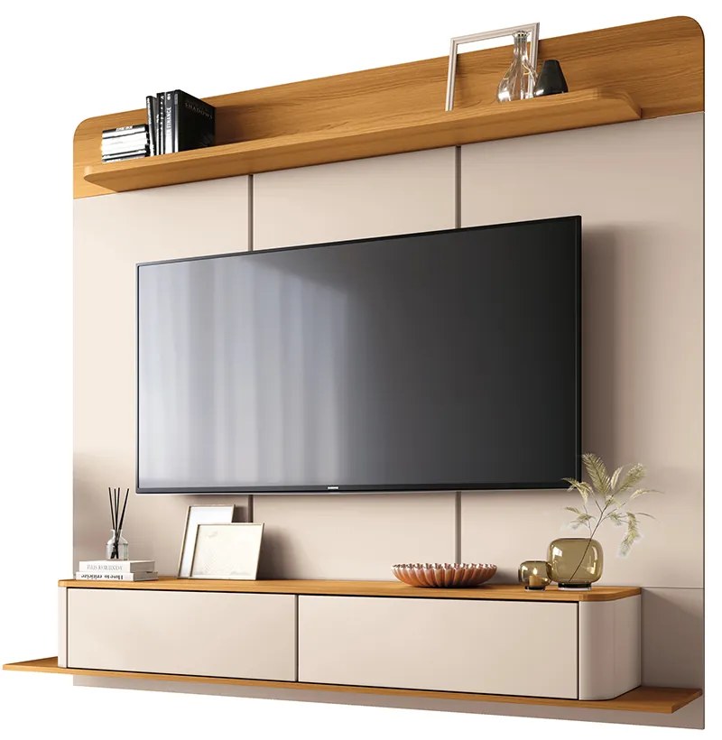 Home Painel Galax Suspenso para TV até 70 Polegadas Off White/Cinamomo G26 - Hb Móveis