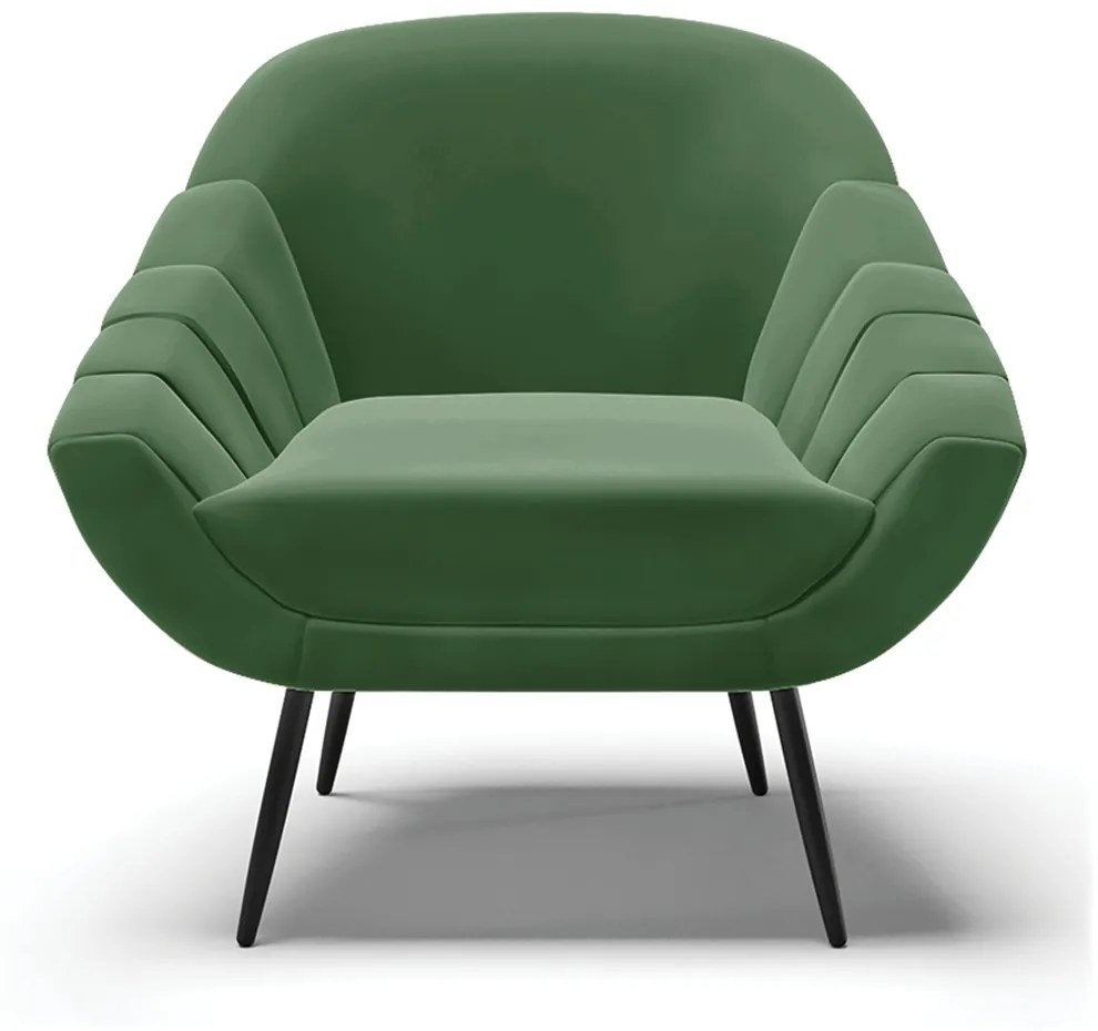Kit 01 Namoradeira 02 Lugares e 01 Poltrona Giovana Suede Verde Pés Palito de Ferro - D'Rossi