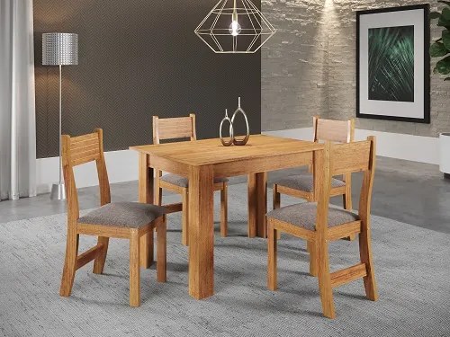 Conjunto Mesa De Jantar Pallace 110x75cm Mel Com 4 Cadeiras Brisa Kaki - JLAR Móveis
