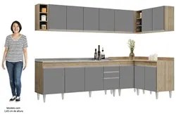 Armário de Cozinha Modulado de Canto 7 Peças CP36 com Pia Inox Castanh