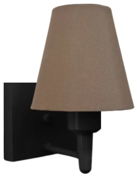 Arandela Quadrada Md-2034 Preto Cúpula em Tecido Cone Caqui - Bivolt