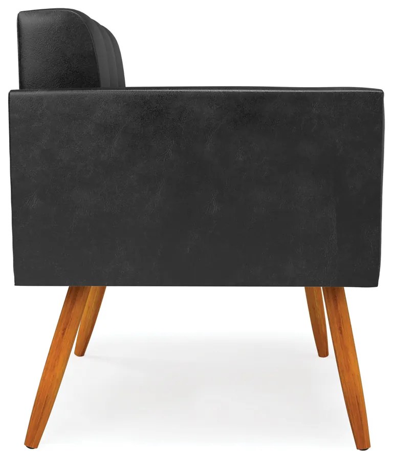 Poltrona Elisa Corano Preto Pés Palito Castanho D03 - D'Rossi