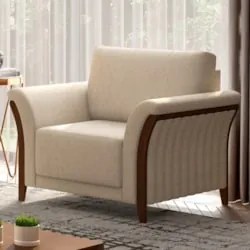 Kit 2 Poltronas Decorativas Sala de Estar 102cm Pés Madeira Roya Z32 L