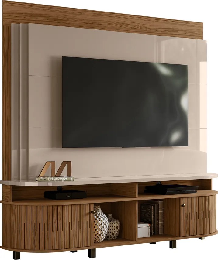 Estante de TV 65 Pol 183cm Sala de Estar Fayron Fendi/Naturale M20 - D'Rossi