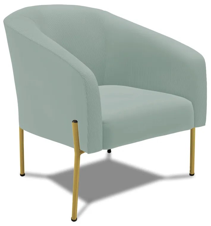 Poltrona Decorativa Pé de Ferro Dourado Stella Cotelê Int/Veludo D03 - D'Rossi - Off White