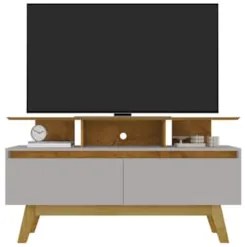 Rack Bancada Para TV 50 Pol 120cm 2 Portas Rubi Naturalle/Off - Bechar
