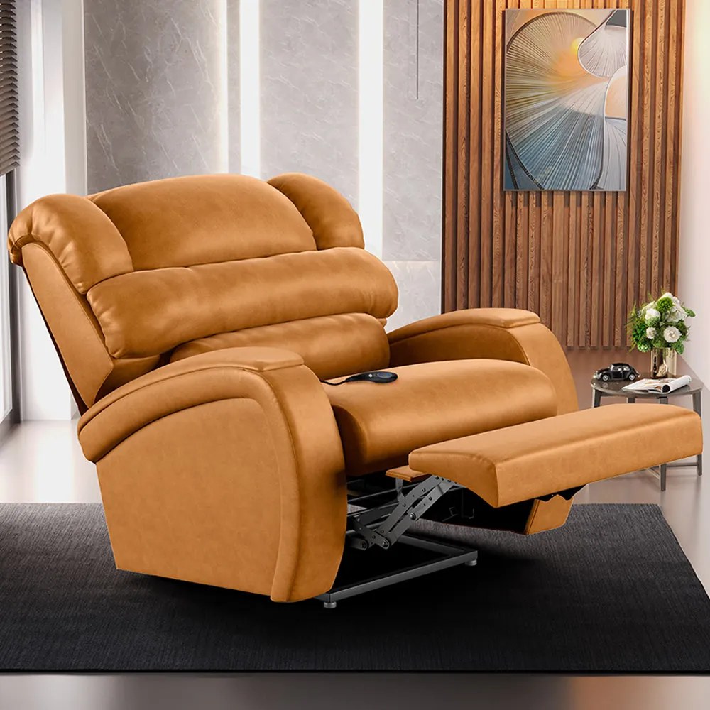 Poltrona do Papai Sala de Cinema Reclinável Kylie Controle Power Elétrico USB PU Whisky G23