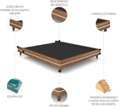 Cama Queen Base Box 160cm Many Z37 Sintético Caramelo - Mpozenato