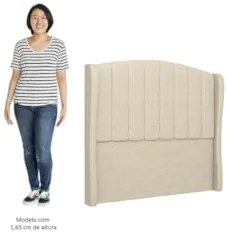 Cabeceira Casal Cama Box 140cm Glenda Z04 Linho Bege - Mpozenato