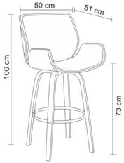 Kit 2 Banquetas Alta Giratória com Encosto Base Madeira Argo R02 Sinté