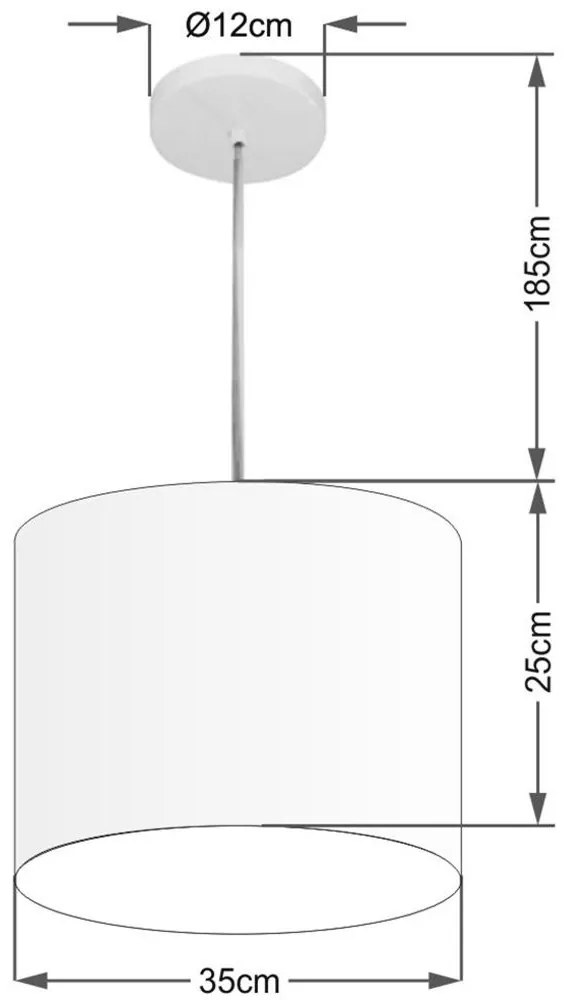 Lustre Pendente Cilíndrico Md-4143 Cúpula em Tecido 35x25cm Lilás - Bivolt