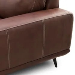 Sofá 3 Lugares Para Sala Living 216cm Niton L08 Couro Marrom - Mpozena
