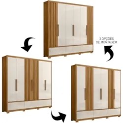 Guarda Roupa Casal 6 Portas 5 Gavetas 240cm Arizona Z17 Freijó/Off Whi