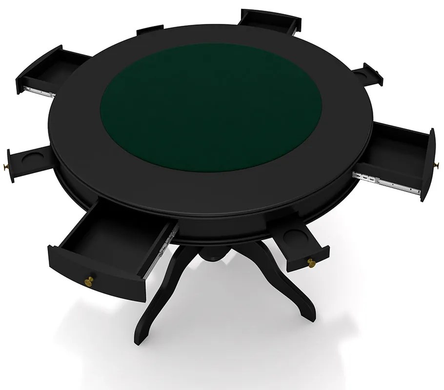 Conjunto Mesa de Jogos Carteado Bellagio Tampo Reversível e 4 Cadeiras Madeira Poker Base Estrela PU Grafite/Preto G42 - Gran Belo