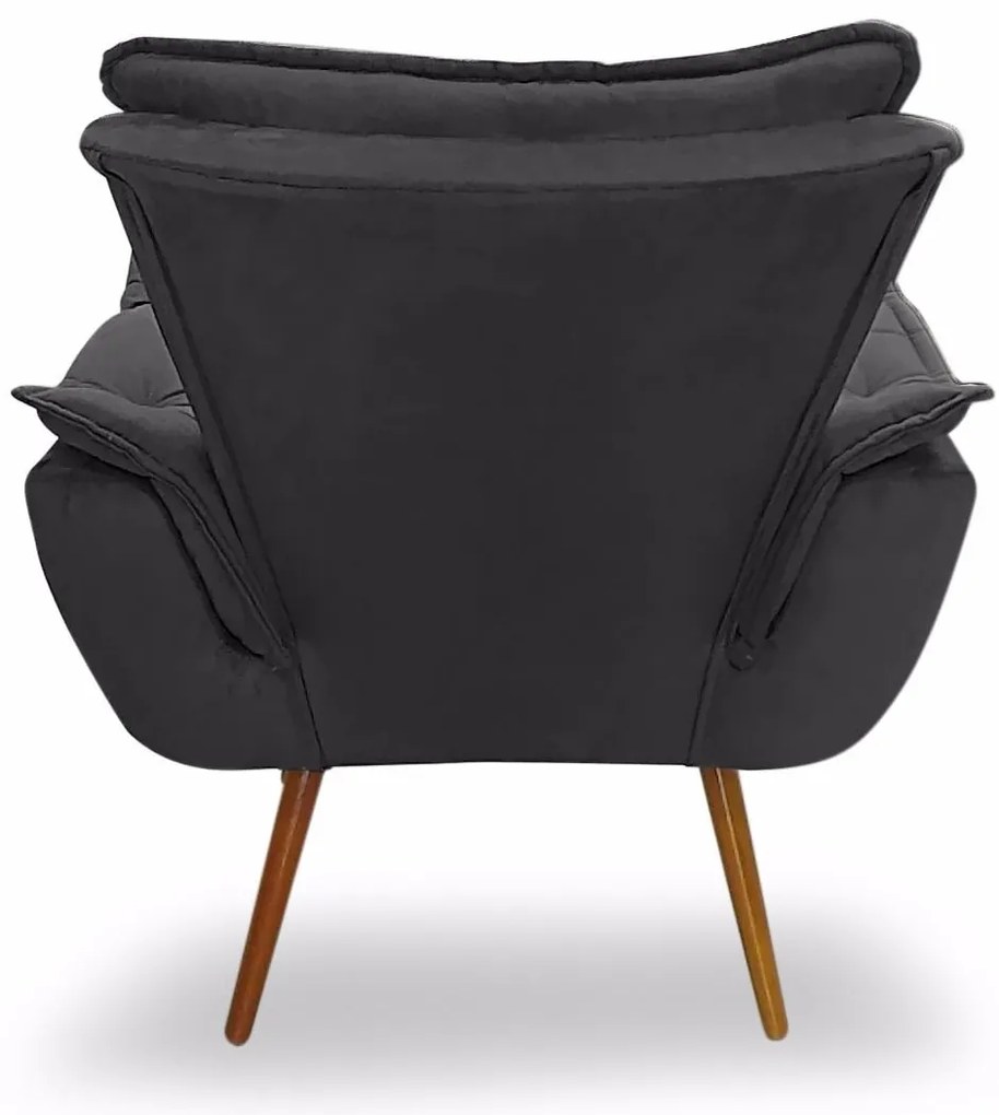 Poltrona Decorativa Opala Preto Pés Palito - Sheep Estofados