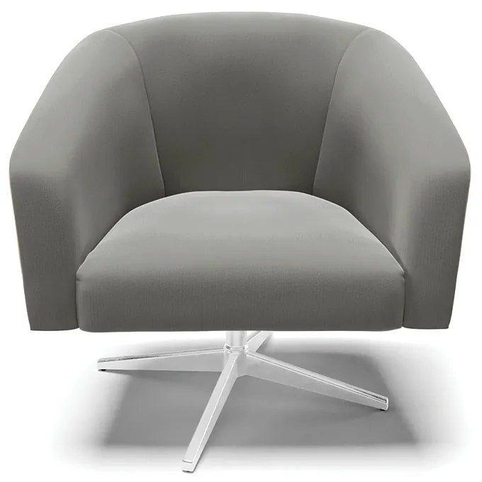 Poltrona Decorativa Giratória Cromada Kit 2 Stella Suede D03 - D'Rossi - Grafite
