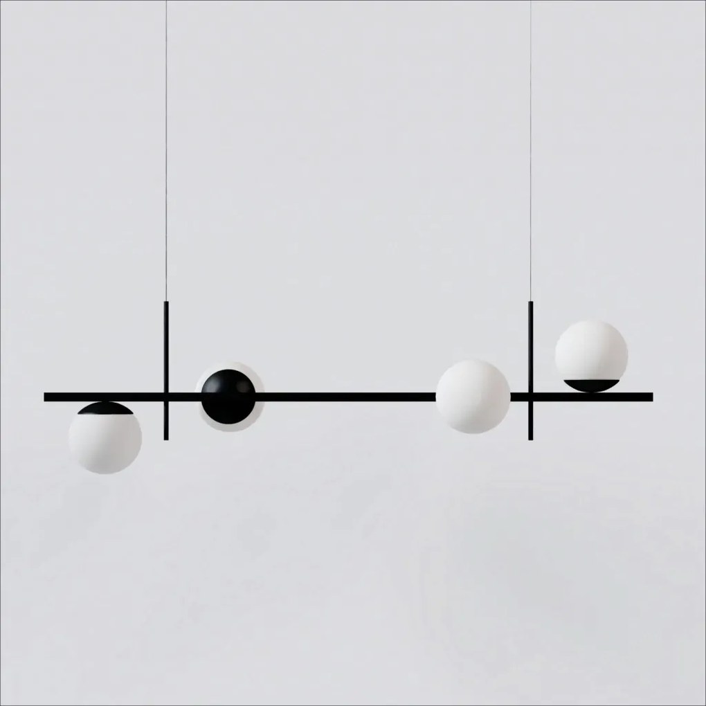 Pendente Bloom Retângular 29X26X100Cm Alumínio E Globo Ø12Cm Fosco 4Xg... (CHAMPANHE, FOSCO)